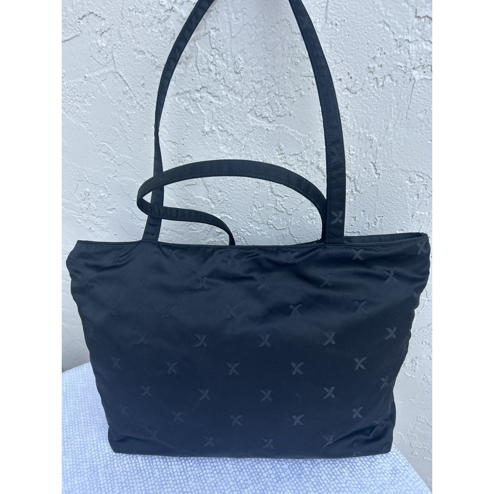 Paloma Picasso Black Nylon Tote Bag X Logo Pattern Shoulder Bag Vintage